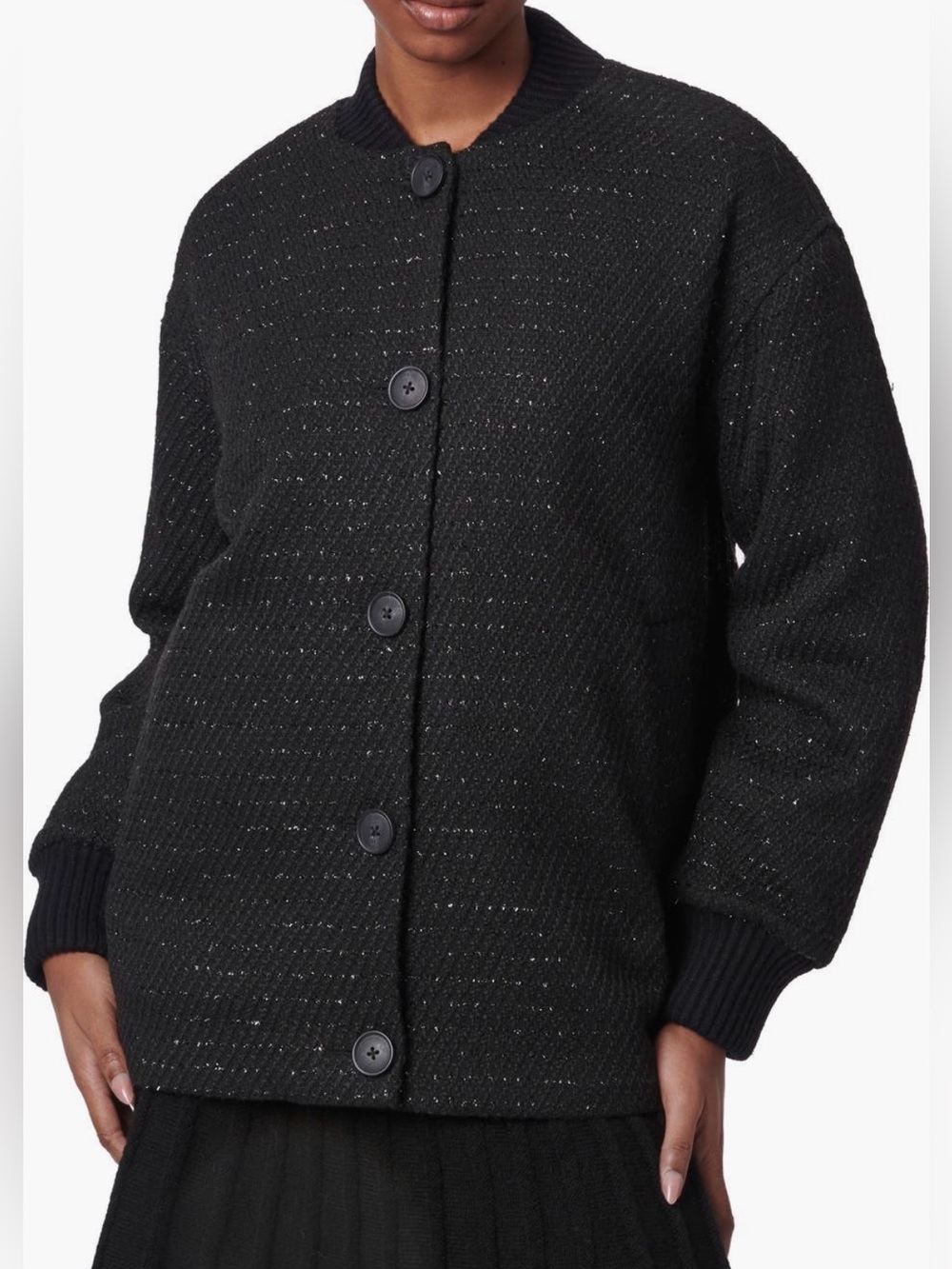 Bernardo Jacket Rin Trim Tweed Black